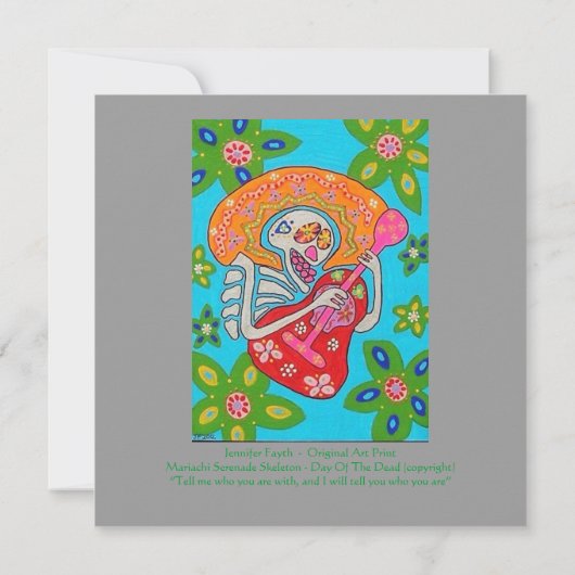 Uitnodiging voor huwelijk Mariachi Serenade Skelet (Achterkant)