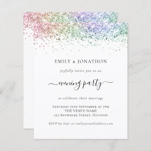 Uitnodiging voor huwelijksavond in de begrotingsre (Voorkant / Achterkant)