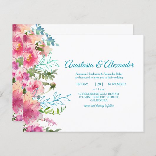 Uitnodiging voor huwelijksceremonie met budget. (Voorkant / Achterkant)