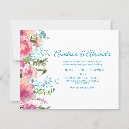 Uitnodiging voor huwelijksceremonie met budget. (Voorkant)