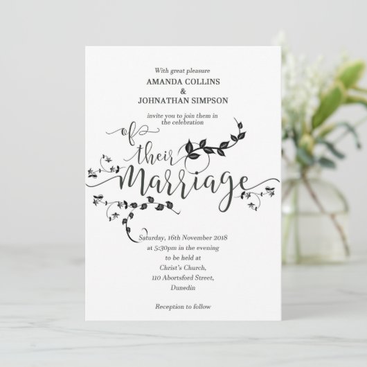 uitnodiging voor huwelijksfeest (Staand voorkant)