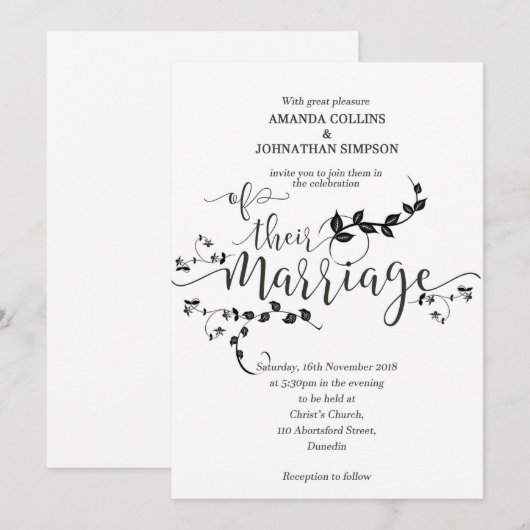 uitnodiging voor huwelijksfeest (Voorkant / Achterkant)