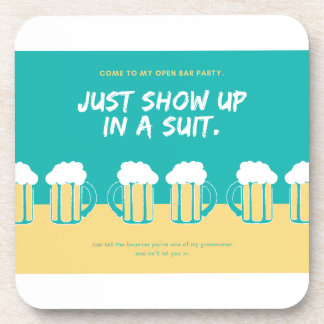 Uitnodiging voor huwelijksfeest – ontwerp met open bier onderzetter