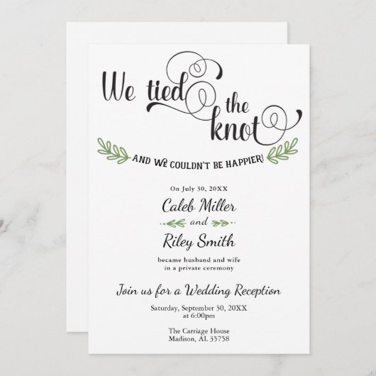 Uitnodiging voor Huwelijksfeest 'We Knoopte de Kno (Voorkant / Achterkant)