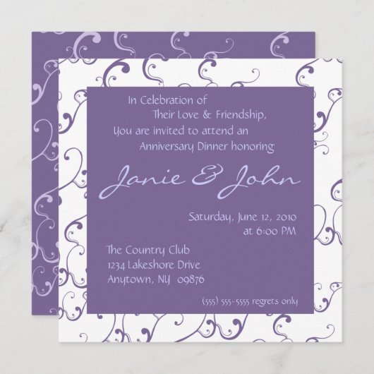 Uitnodiging voor huwelijksjubileum diner (Voorkant / Achterkant)