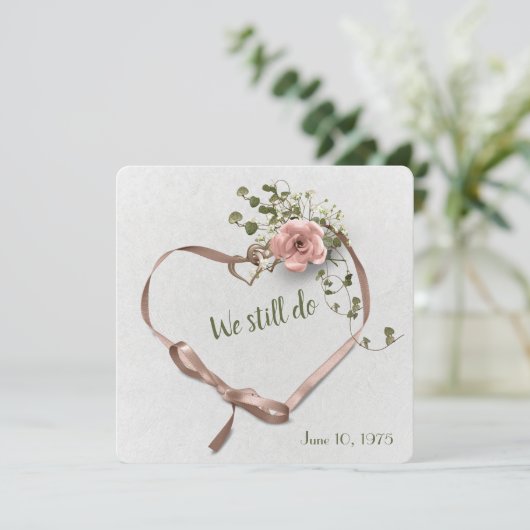 uitnodiging voor huwelijksjubileum met roos en kli (Staand voorkant)