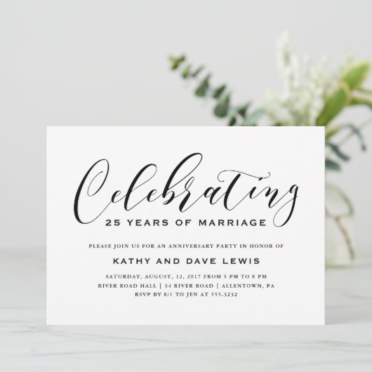 Uitnodiging voor huwelijksjubileumfeest (Staand voorkant)