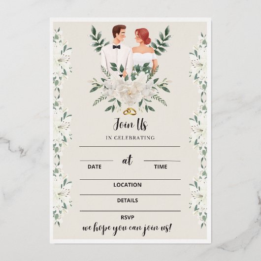 Uitnodiging voor huwelijksreceptie, Floral nodigt  (Voorkant)