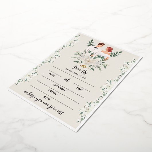 Uitnodiging voor huwelijksreceptie, Floral nodigt  (Gedraaid)