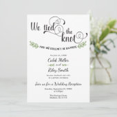 Uitnodiging voor Huwelijksreceptie 'We Knoopte de  (Staand voorkant)