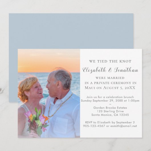 Uitnodiging voor Huwelijksreceptie 'We Knoopte de  (Voorkant / Achterkant)