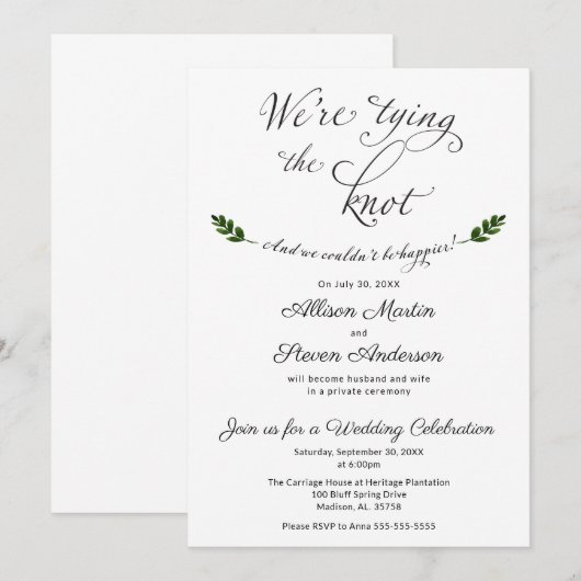 Uitnodiging voor Huwelijksreceptie 'We Komen in he (Voorkant / Achterkant)