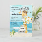 Uitnodiging voor huwelijksreis bruidsdouche (Staand voorkant)