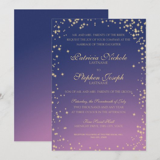 Uitnodiging voor huwelijksreis in de Midnight Star (Voorkant / Achterkant)