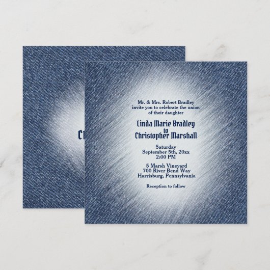 Uitnodiging voor huwelijksreis in het Midnight Blu (Voorkant / Achterkant)