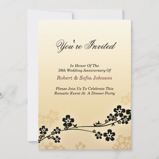 uitnodiging voor huwelijksverjaardag elegant en kl (Voorkant)