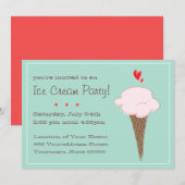 Uitnodiging voor Ice Cream Party (Voorkant / Achterkant)