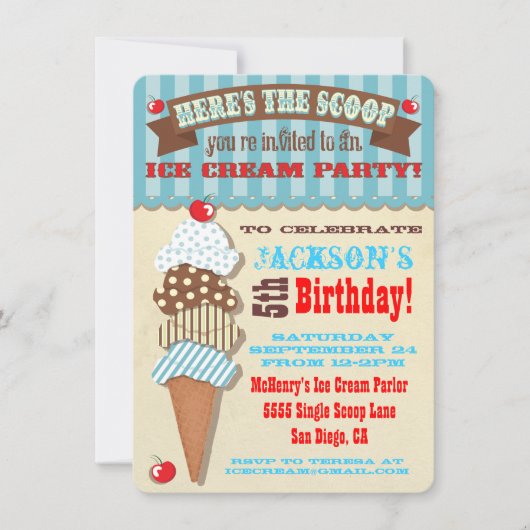 Uitnodiging voor Ice Cream Party (Voorkant)