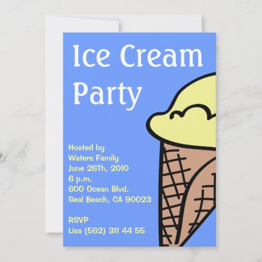 Uitnodiging voor Ice Cream Party (Voorkant)