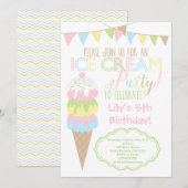 Uitnodiging voor Ice Cream Party (Voorkant / Achterkant)