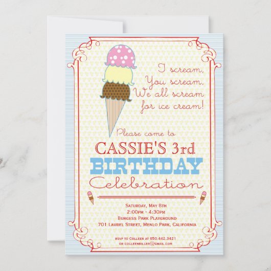 Uitnodiging voor Ice Cream Party (Voorkant)