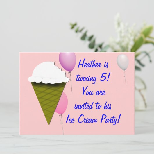 Uitnodiging voor Ice Cream Party (Staand voorkant)