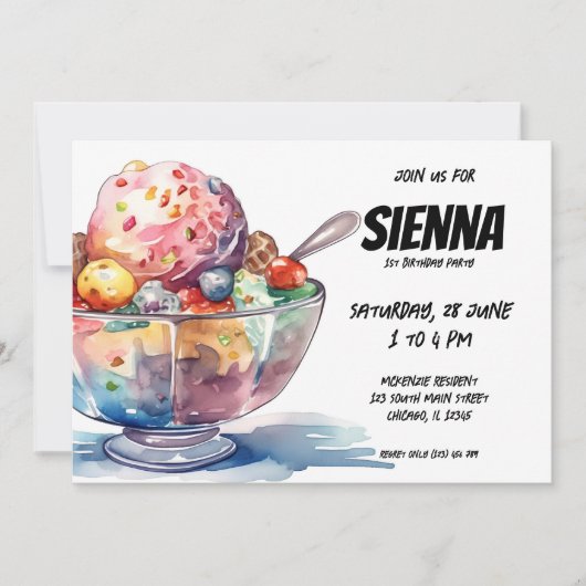 Uitnodiging voor Ice Cream Party (Voorkant)