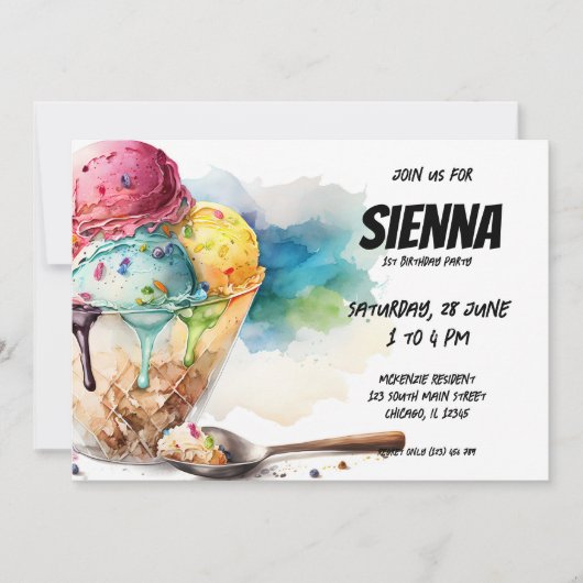 Uitnodiging voor Ice Cream Party (Voorkant)
