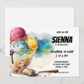 Uitnodiging voor Ice Cream Party (Voorkant / Achterkant)