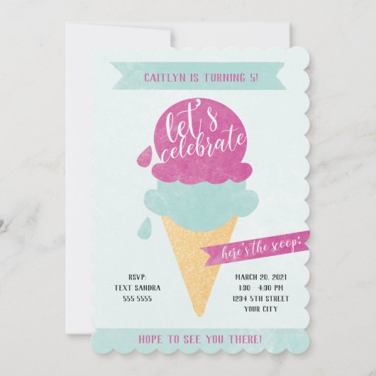 Uitnodiging voor Ice Cream Party (Voorkant)