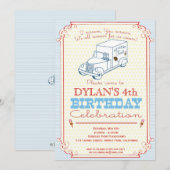 Uitnodiging voor Ice Cream Truck Party (Voorkant / Achterkant)