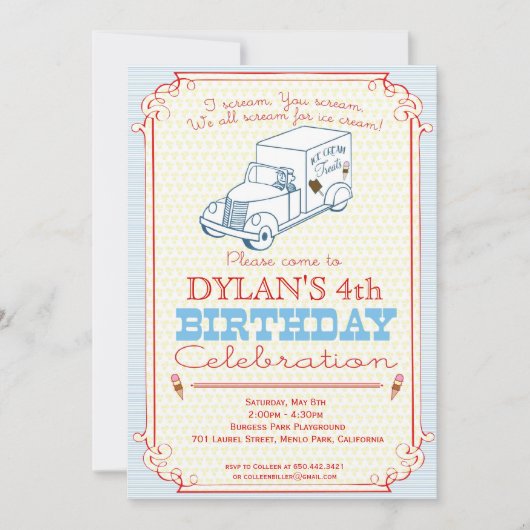 Uitnodiging voor Ice Cream Truck Party (Voorkant)