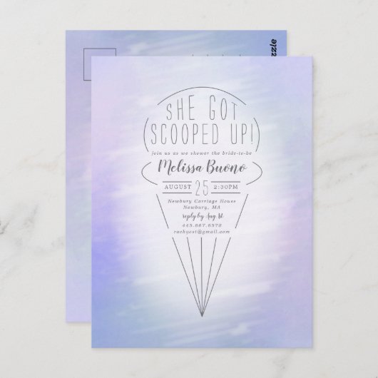 Uitnodiging voor ijs-thema bruidsfeest (Voorkant / Achterkant)