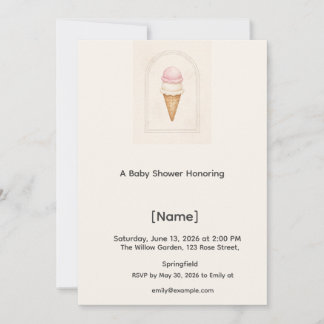 Uitnodiging voor ijsbabyshower, Bewerkbaar