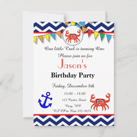 Uitnodiging voor illustratie van krab (Voorkant)