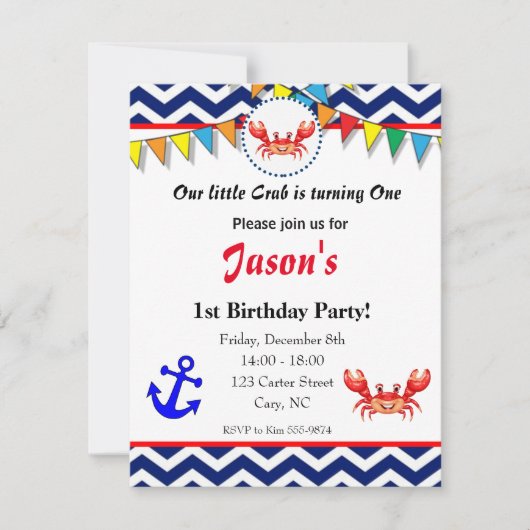 Uitnodiging voor illustratie van krab (Voorkant)