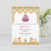 Uitnodiging voor Indian Housewarming, Griha Praves (Staand voorkant)