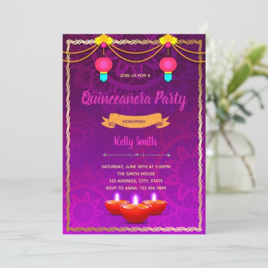 Uitnodiging voor Indiase feestdagen (Staand voorkant)