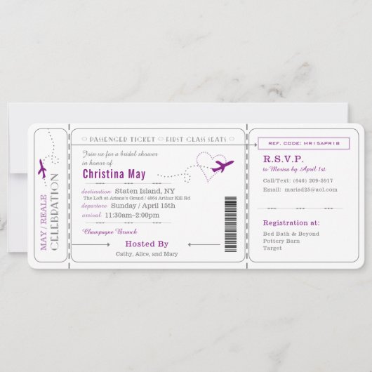 Uitnodiging voor instapkaarten met bridal Shower (Voorkant)