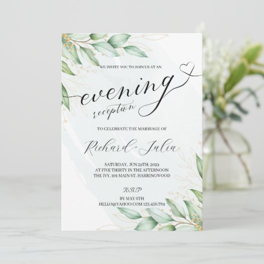 Uitnodiging voor IRINA Avond Huwelijksreceptie Fee (Staand voorkant)