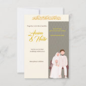Uitnodiging voor islamitische bruiloft goud beige (Voorkant)