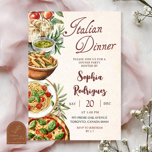 Uitnodiging voor Italiaans dinerfeest