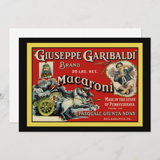 Uitnodiging voor Italiaanse macaroni-reclame (Voorkant / Achterkant)