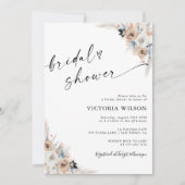 Uitnodiging voor Ivoorkleurige en Blauwe Boho Brui (Voorkant)