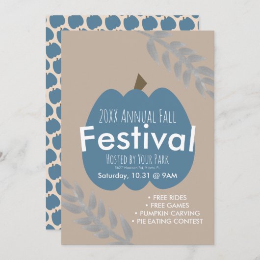 Uitnodiging voor Jaarlijks Herfstfestival Pompoent (Voorkant / Achterkant)