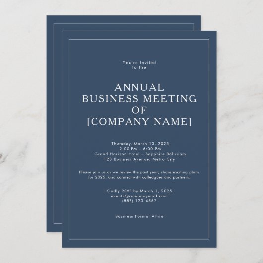 Uitnodiging voor jaarlijkse zakelijke bijeenkomst  (Voorkant / Achterkant)