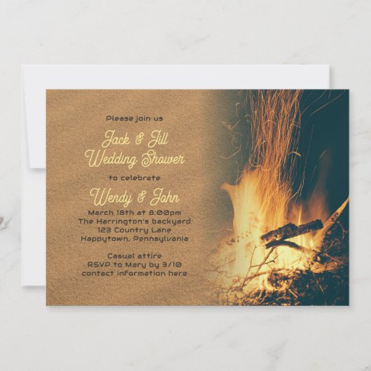 Uitnodiging voor Jack n Jill-bruidsdouche met kamp (Voorkant)