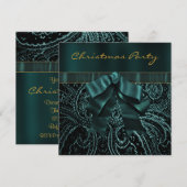 Uitnodiging voor Jade Green Gold Christmas Party (Voorkant / Achterkant)