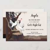 Uitnodiging voor Japanse cranes Bachelorette (Voorkant / Achterkant)