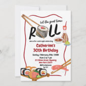 Uitnodiging voor Japanse verjaardag: Roll Sushi Ni (Voorkant)